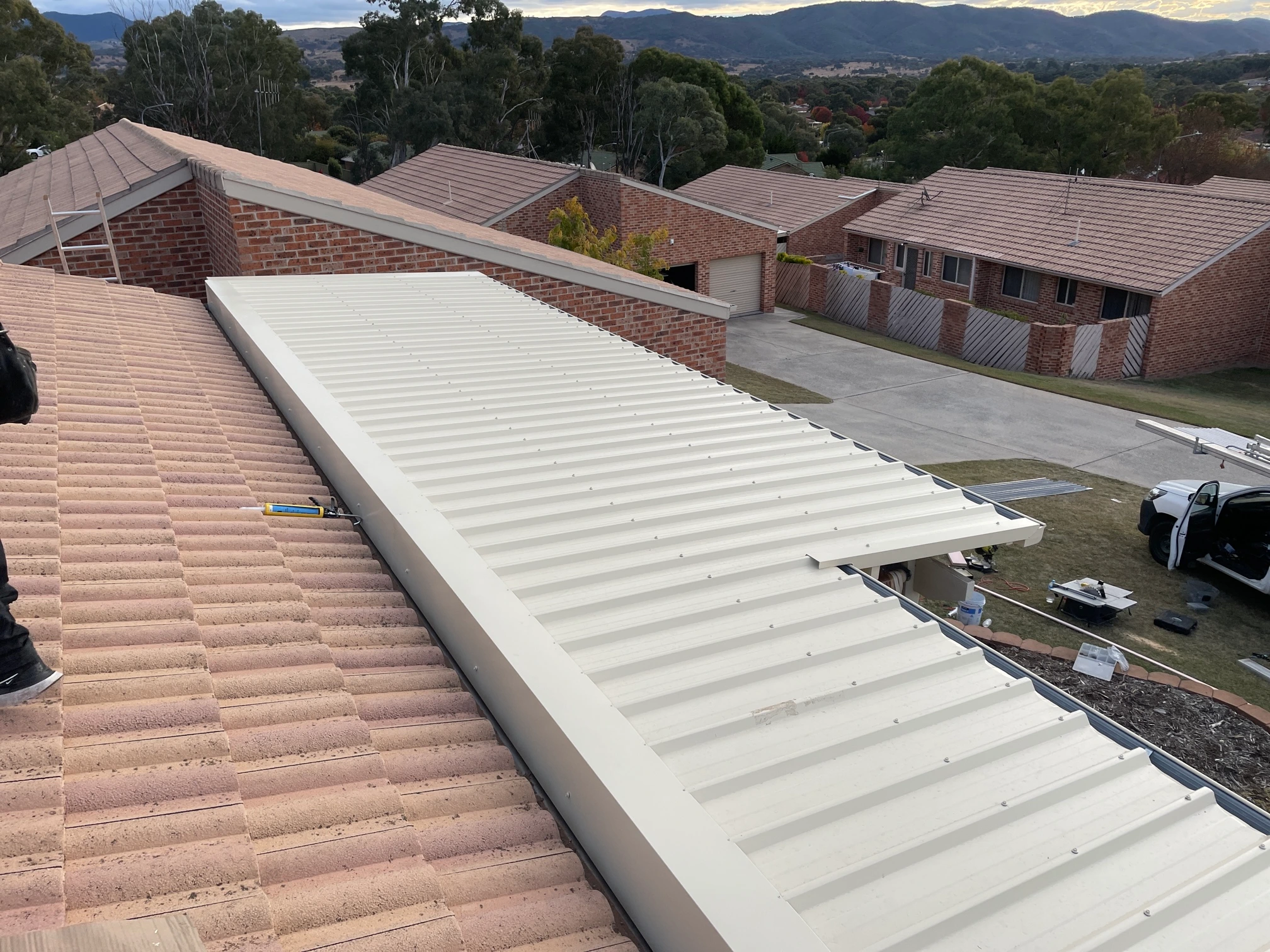 Metal Roofing project in Kambah, ACT by ShelterSafe - Hail tore through this Kambah pergola roof. We replaced all the Trimdek sheets and flashings in the ... Metal roofing project Kambah, ACT - high quality finish