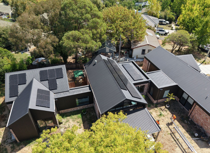 Metal Roofing project in Dickson, ACT by ShelterSafe - This massive 600m² new build in Dickson needed one continuous roofing system across three connected ... Colorbond metal roof installation Dickson, ACT - professional roofing work